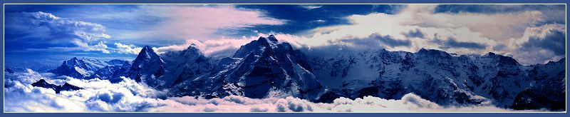 Панорама Бернских Альп. Айгер, Мёнх, Юнгфрау...